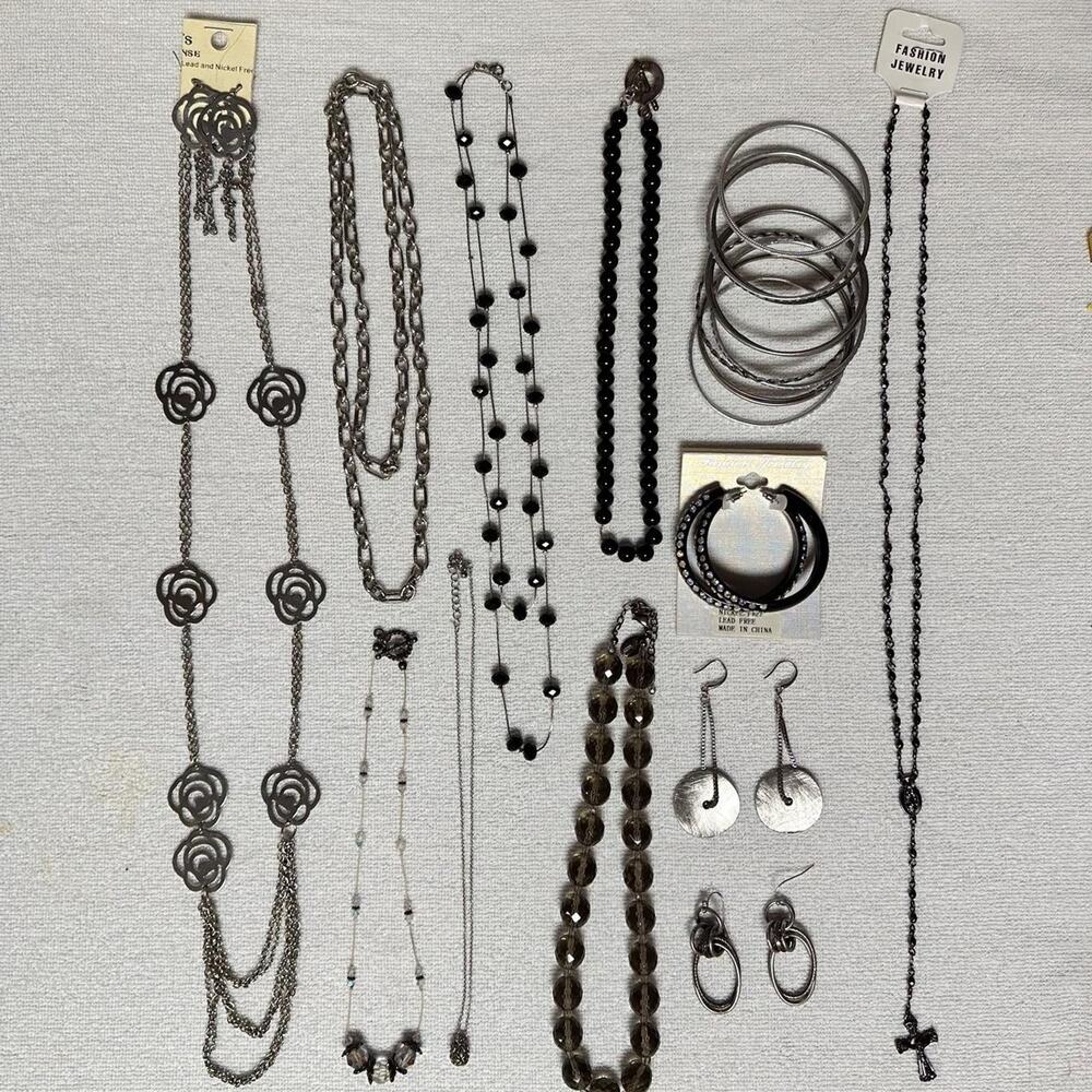 Black silver jewelry bundle